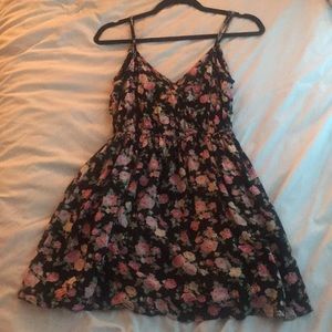 Black flower print dress
